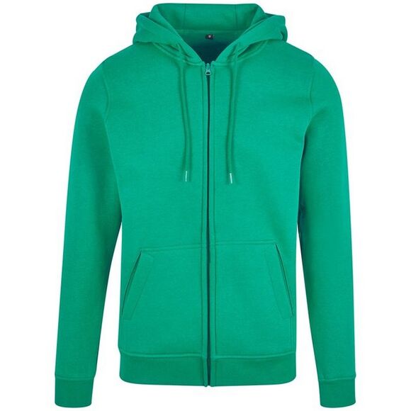 Build Your Brand Mens Heavy Zip Up Hoodie / Grass Green